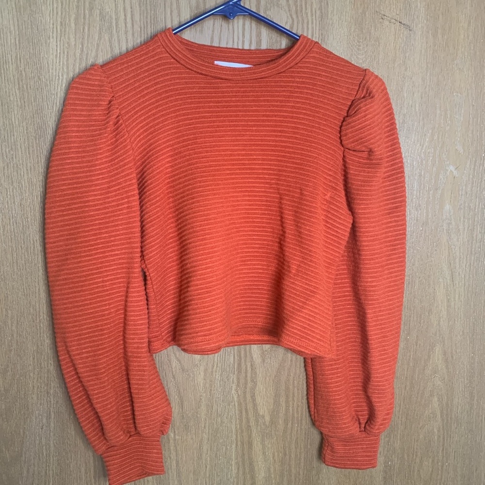 Sadie & Sage cropped burgundy long sleeve. Ribbed texture. Size medium.